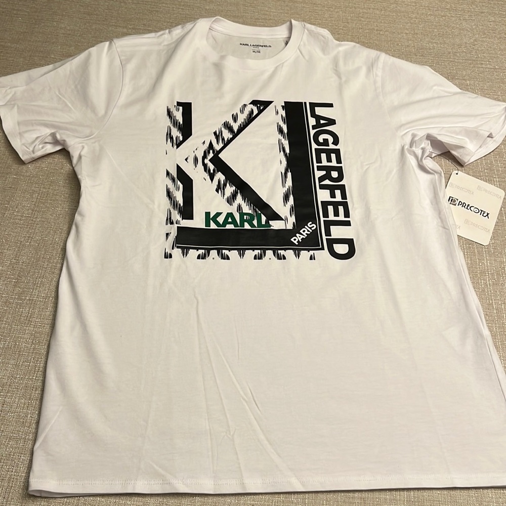 KARL LAGERFELD Paris - Mens M White Graphic Tee - NWT